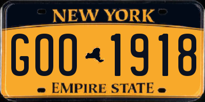 NY license plate GOO1918