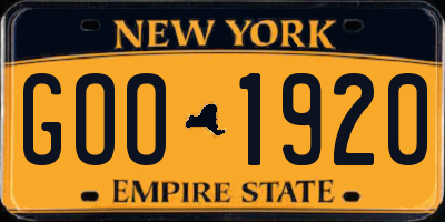 NY license plate GOO1920