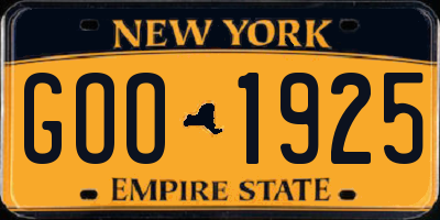 NY license plate GOO1925