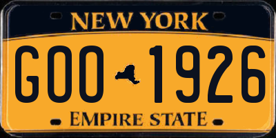 NY license plate GOO1926