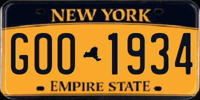 NY license plate GOO1934