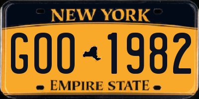 NY license plate GOO1982