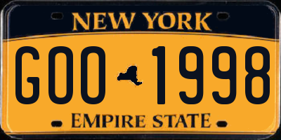 NY license plate GOO1998