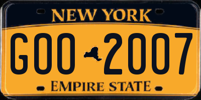 NY license plate GOO2007