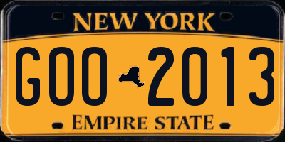 NY license plate GOO2013