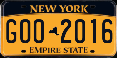 NY license plate GOO2016