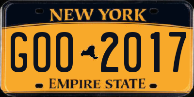 NY license plate GOO2017