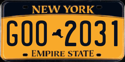 NY license plate GOO2031
