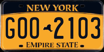 NY license plate GOO2103