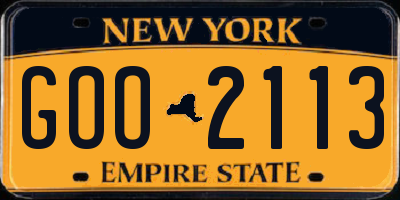 NY license plate GOO2113