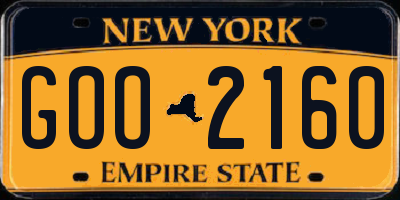 NY license plate GOO2160