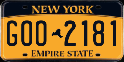 NY license plate GOO2181