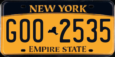 NY license plate GOO2535