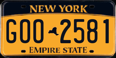 NY license plate GOO2581