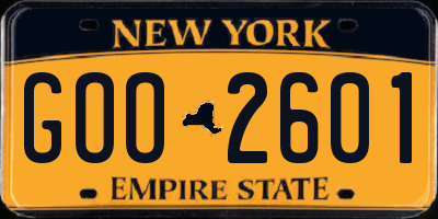 NY license plate GOO2601