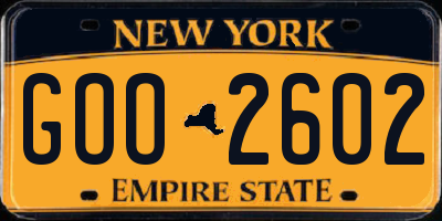 NY license plate GOO2602