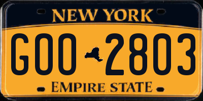 NY license plate GOO2803