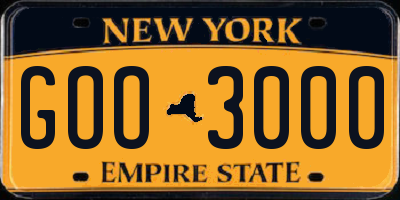 NY license plate GOO3000
