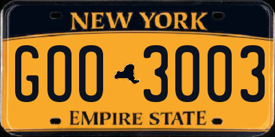 NY license plate GOO3003