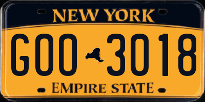 NY license plate GOO3018