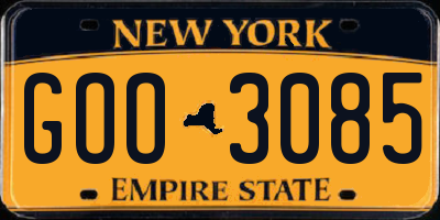 NY license plate GOO3085
