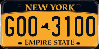 NY license plate GOO3100