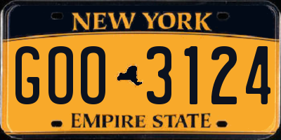 NY license plate GOO3124