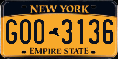 NY license plate GOO3136