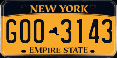 NY license plate GOO3143