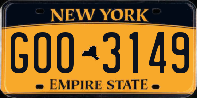 NY license plate GOO3149