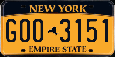 NY license plate GOO3151