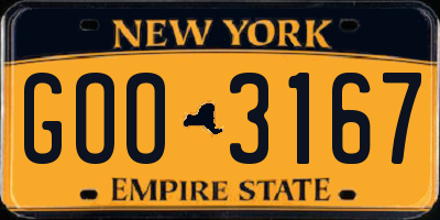 NY license plate GOO3167