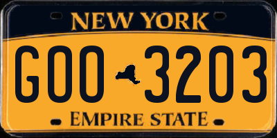 NY license plate GOO3203