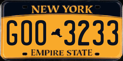 NY license plate GOO3233