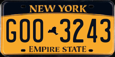 NY license plate GOO3243