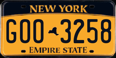 NY license plate GOO3258