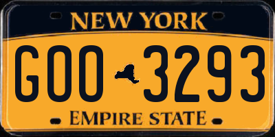 NY license plate GOO3293