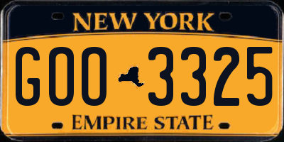 NY license plate GOO3325
