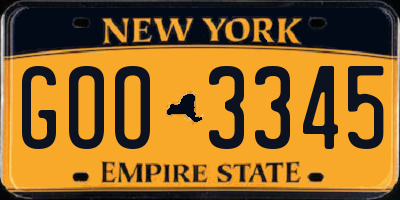 NY license plate GOO3345