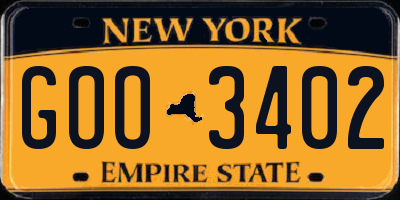 NY license plate GOO3402