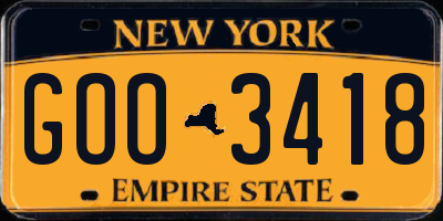 NY license plate GOO3418