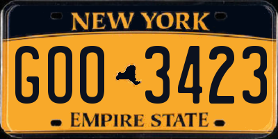 NY license plate GOO3423
