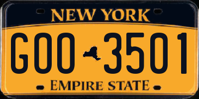 NY license plate GOO3501