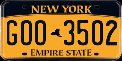NY license plate GOO3502
