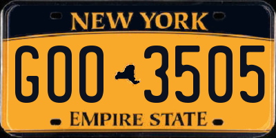 NY license plate GOO3505