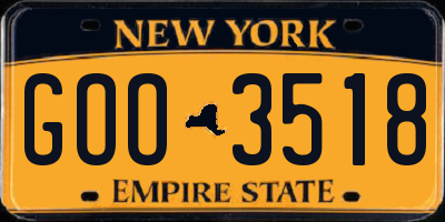NY license plate GOO3518
