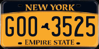NY license plate GOO3525