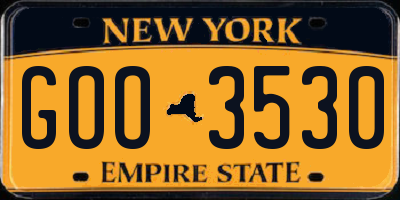 NY license plate GOO3530