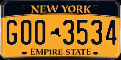 NY license plate GOO3534