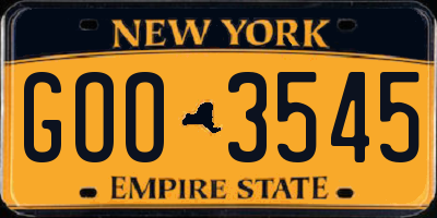 NY license plate GOO3545
